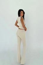 NADINE - SET ELÁSTICO CON NUDO BEIGE