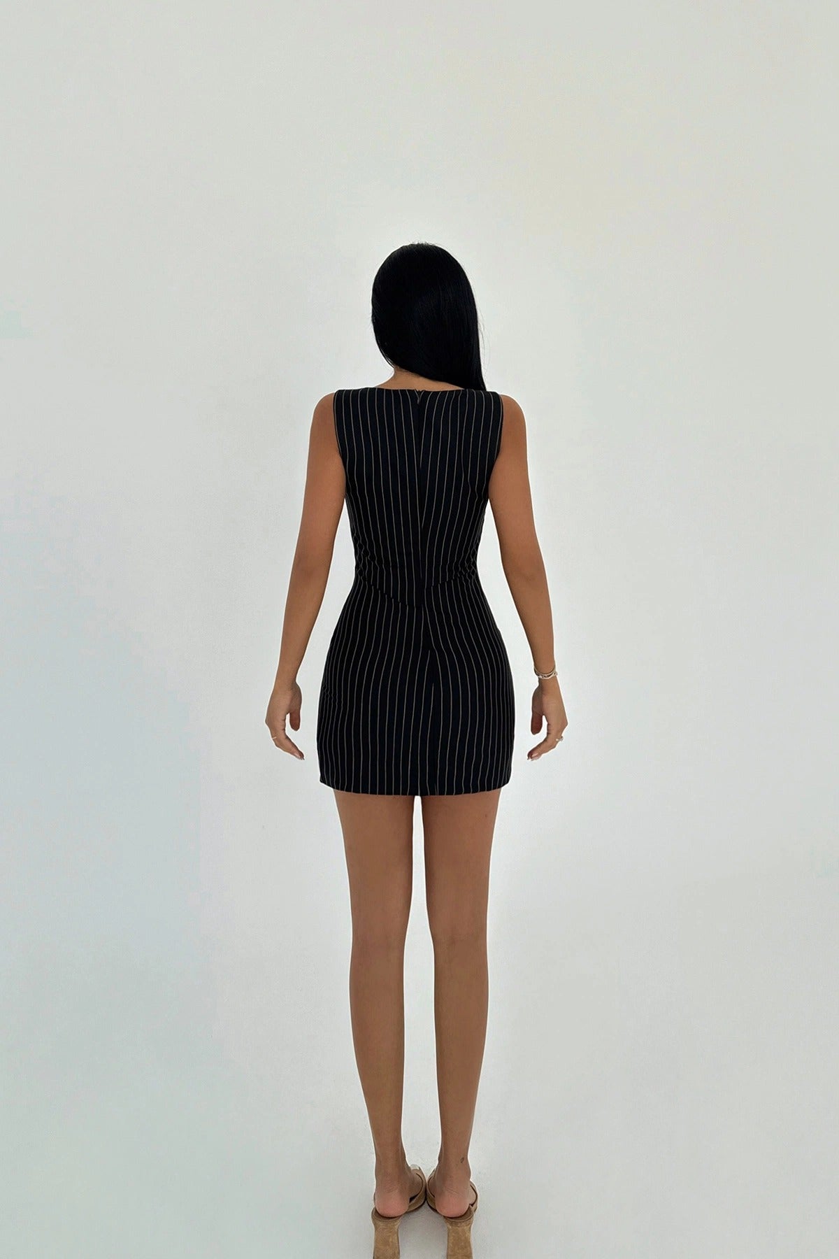 IRINA - VESTIDO MINI RAYAS NEGRO