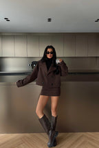 SARAH - CHAQUETA GABARDINA CORTA MARRÓN