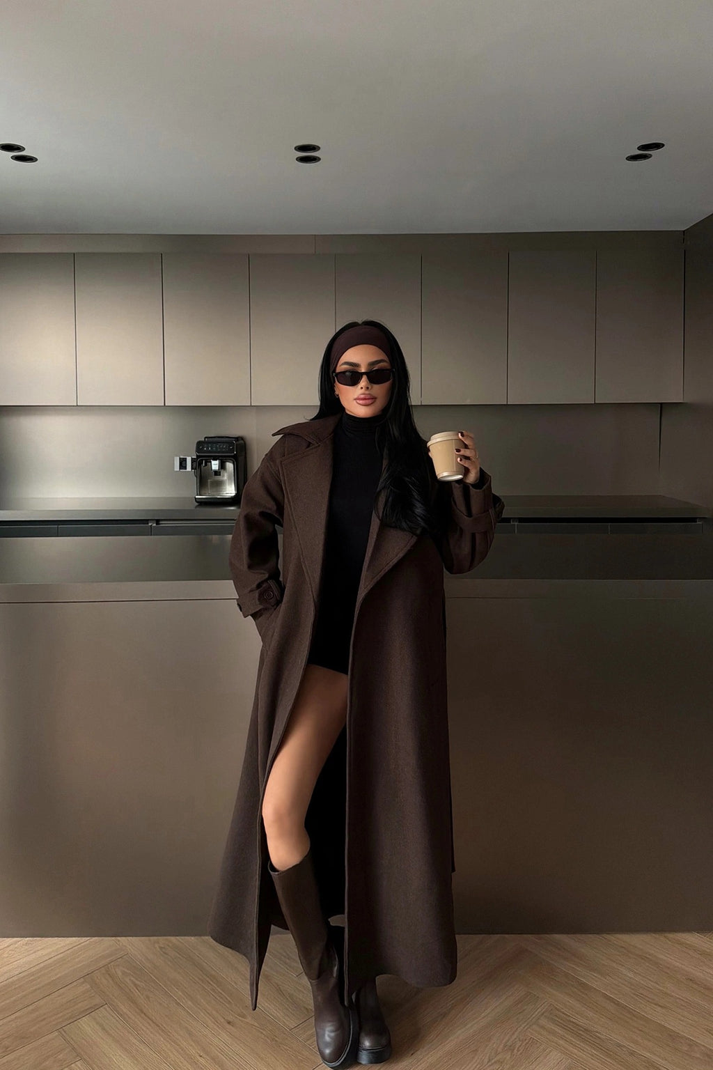 CHLOE - ABRIGO LARGO CON CINTURON MARRÓN