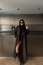 CHLOE - ABRIGO LARGO CON CINTURON MARRÓN