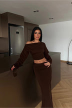 KAREN - SET DE PUNTO MARRÓN