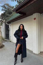 JULIETA - CHAQUETA LARGA AZUL NAVY