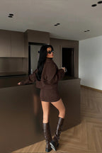 SARAH - CHAQUETA GABARDINA CORTA MARRÓN