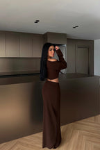 KAREN - SET DE PUNTO MARRÓN