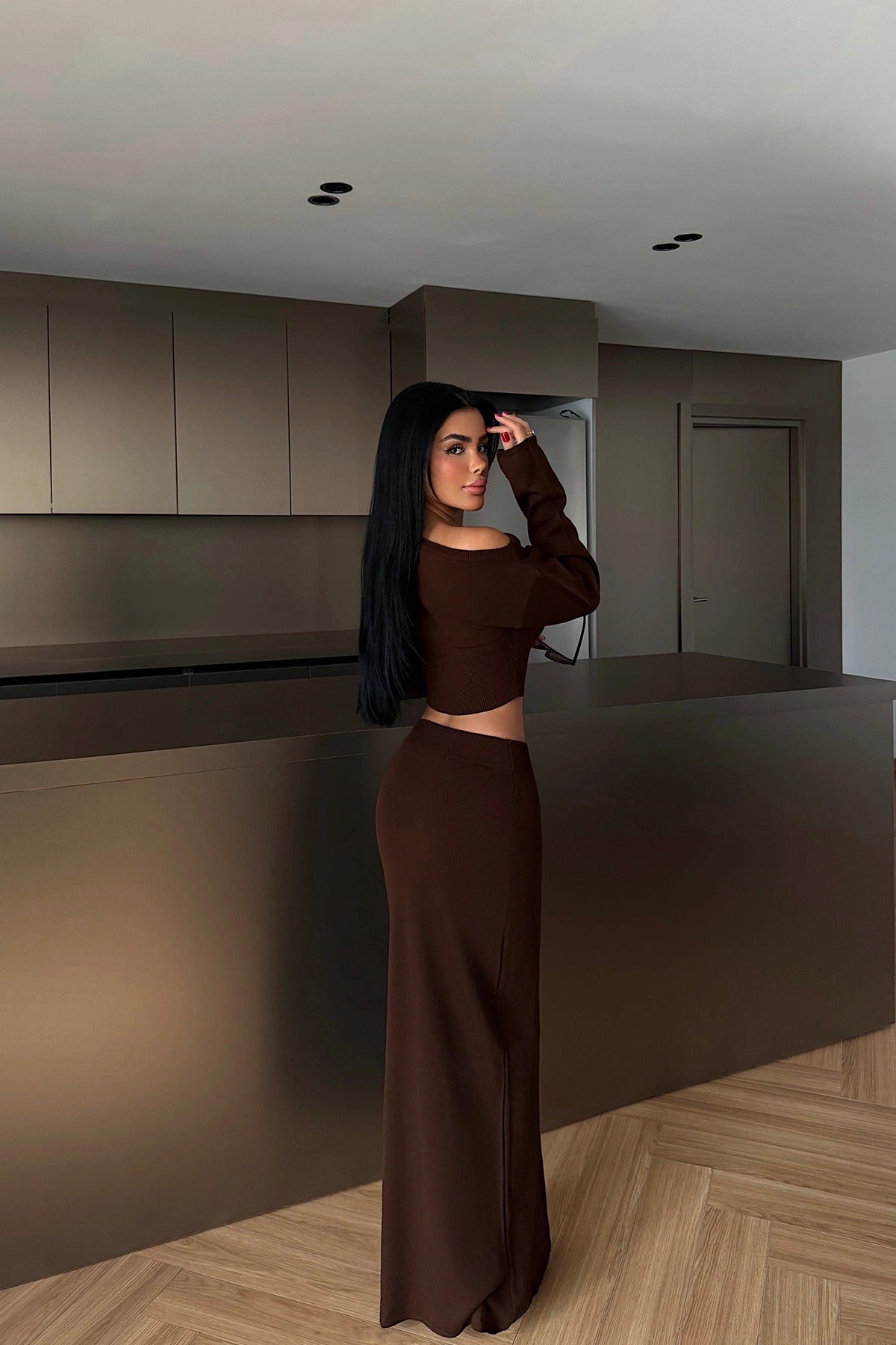 KAREN - SET DE PUNTO MARRÓN