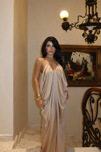 DALIDA - VESTIDO DRAPEADO BEIGE