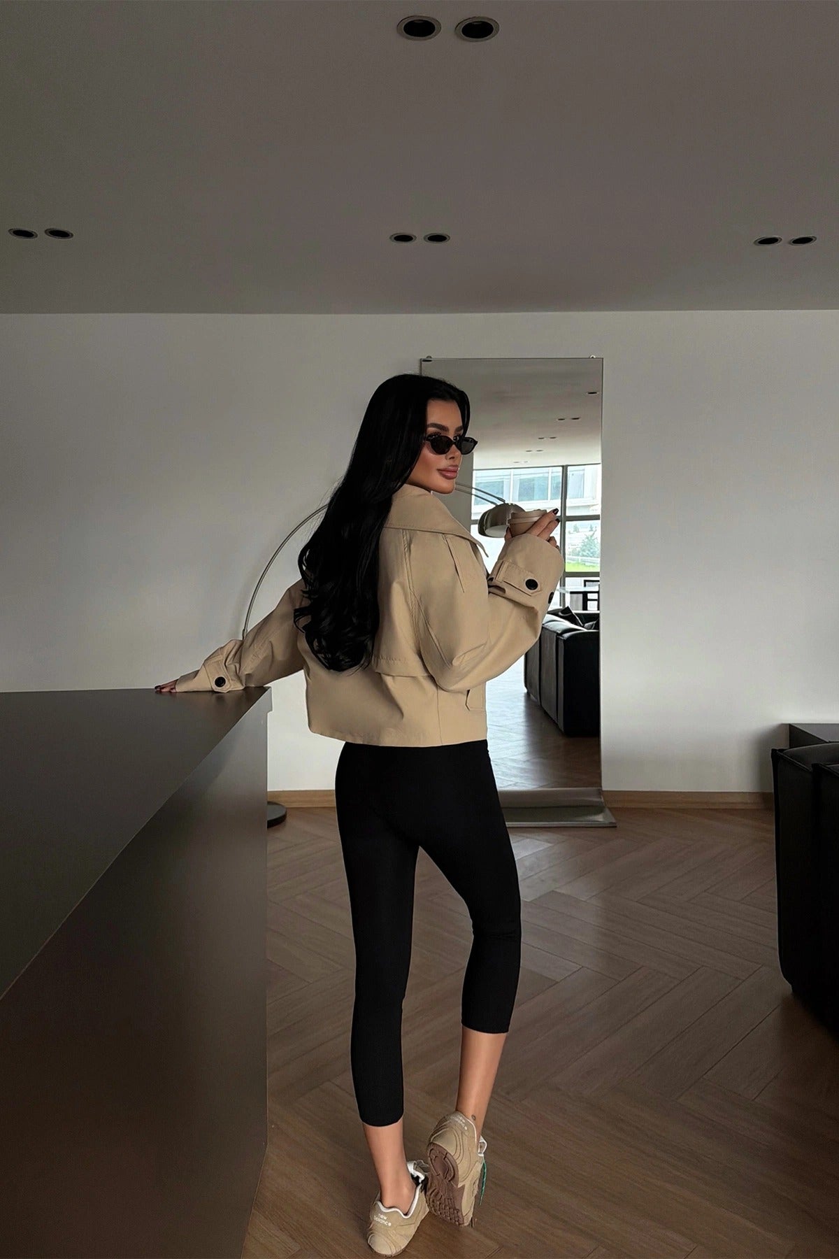 SARAH - CHAQUETA GABARDINA CORTA BEIGE