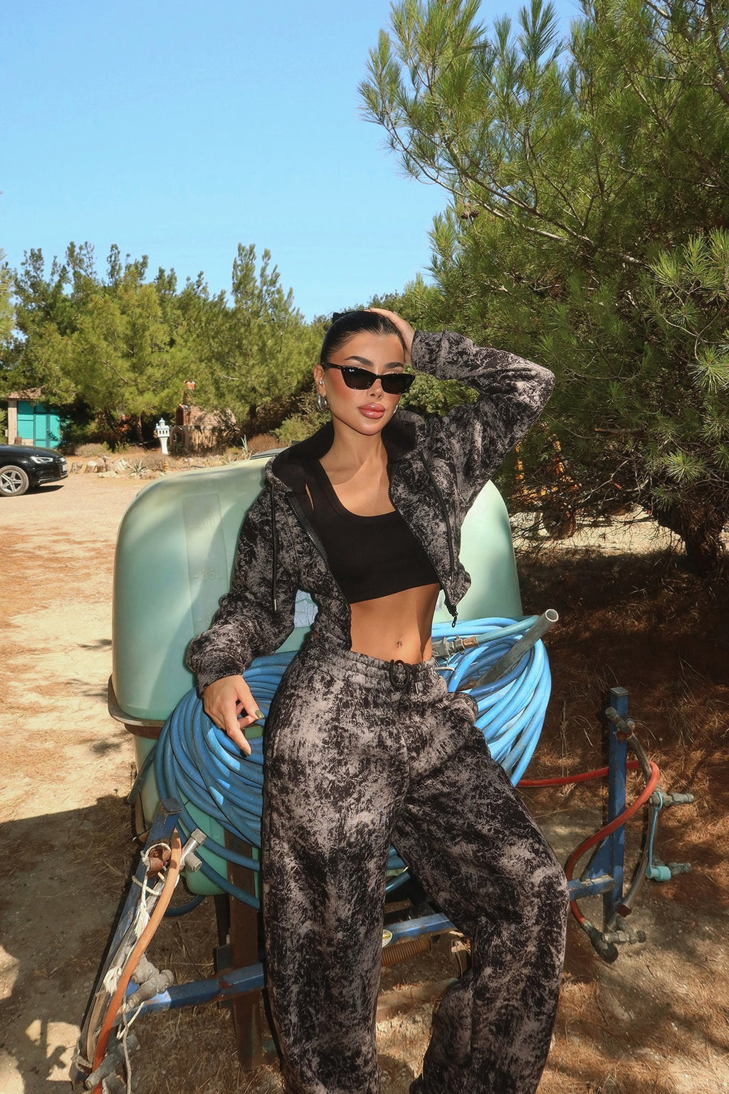 TANIA - SET CHANDAL ESTAMPADO NEGRO