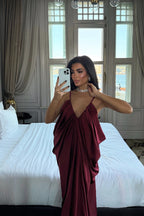 DALIDA - VESTIDO DRAPEADO GRANATE