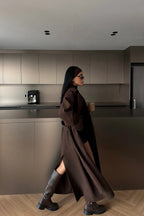 CHLOE - ABRIGO LARGO CON CINTURON MARRÓN