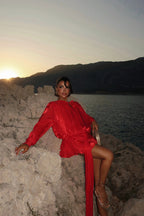 AMINA - VESTIDO MINI SATINADO ROJO