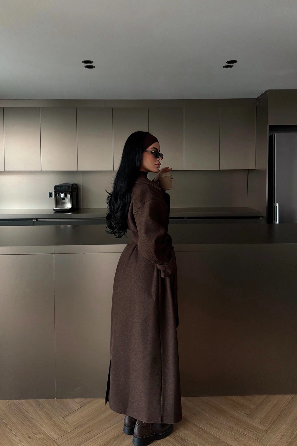 CHLOE - ABRIGO LARGO CON CINTURON MARRÓN