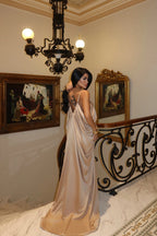 DALIDA - VESTIDO DRAPEADO BEIGE