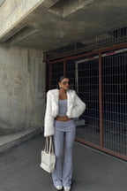 HELENA - ABRIGO DE PELO CON CAPUCHA BLANCO