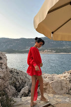 AMINA - VESTIDO MINI SATINADO ROJO