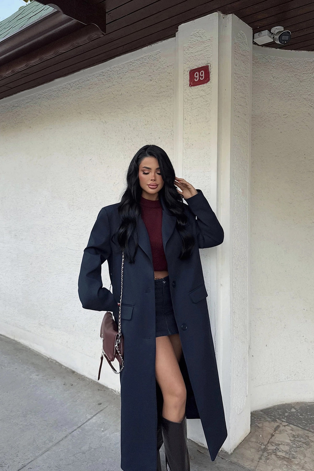 JULIETA - CHAQUETA LARGA AZUL NAVY