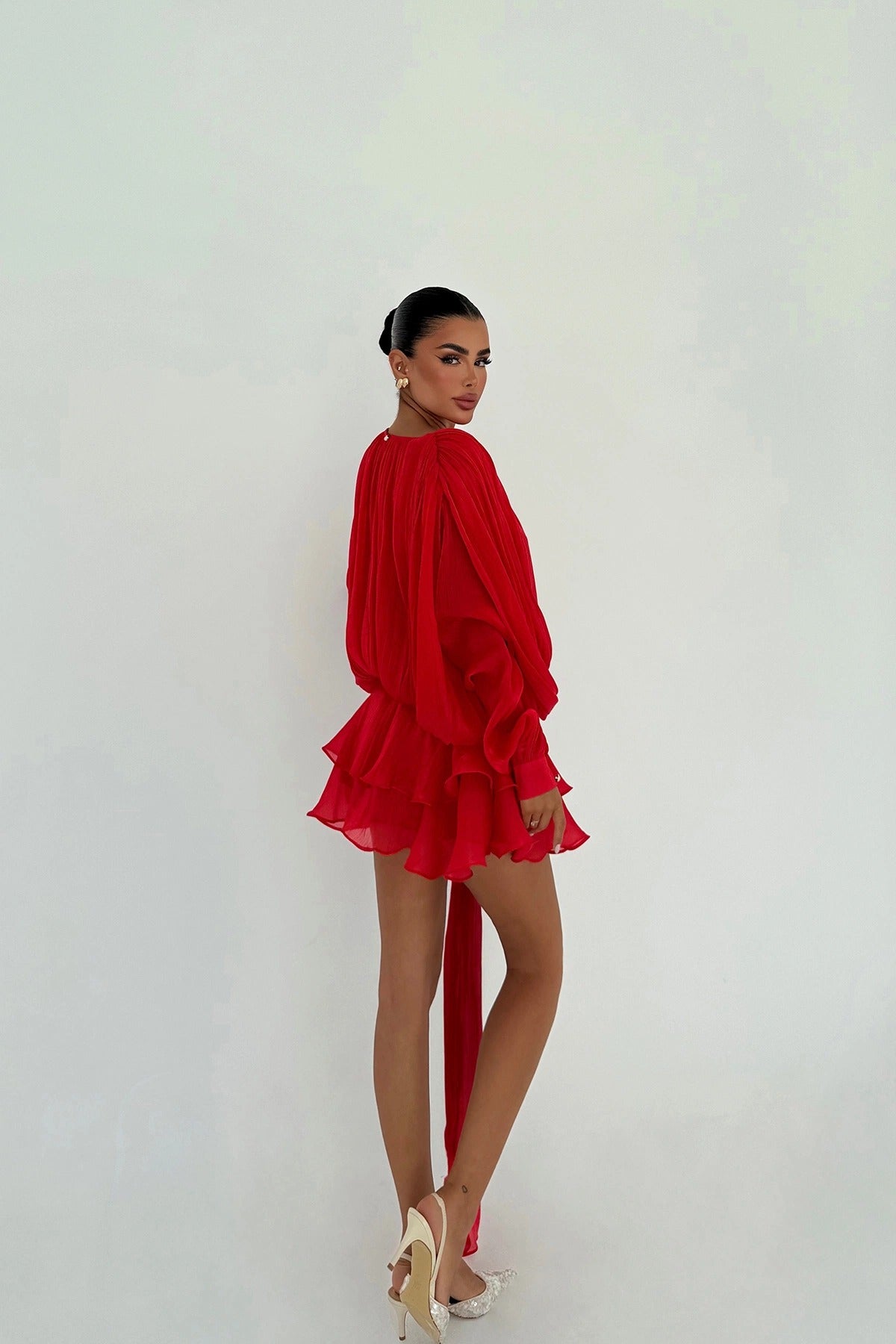 AMINA - VESTIDO MINI SATINADO ROJO