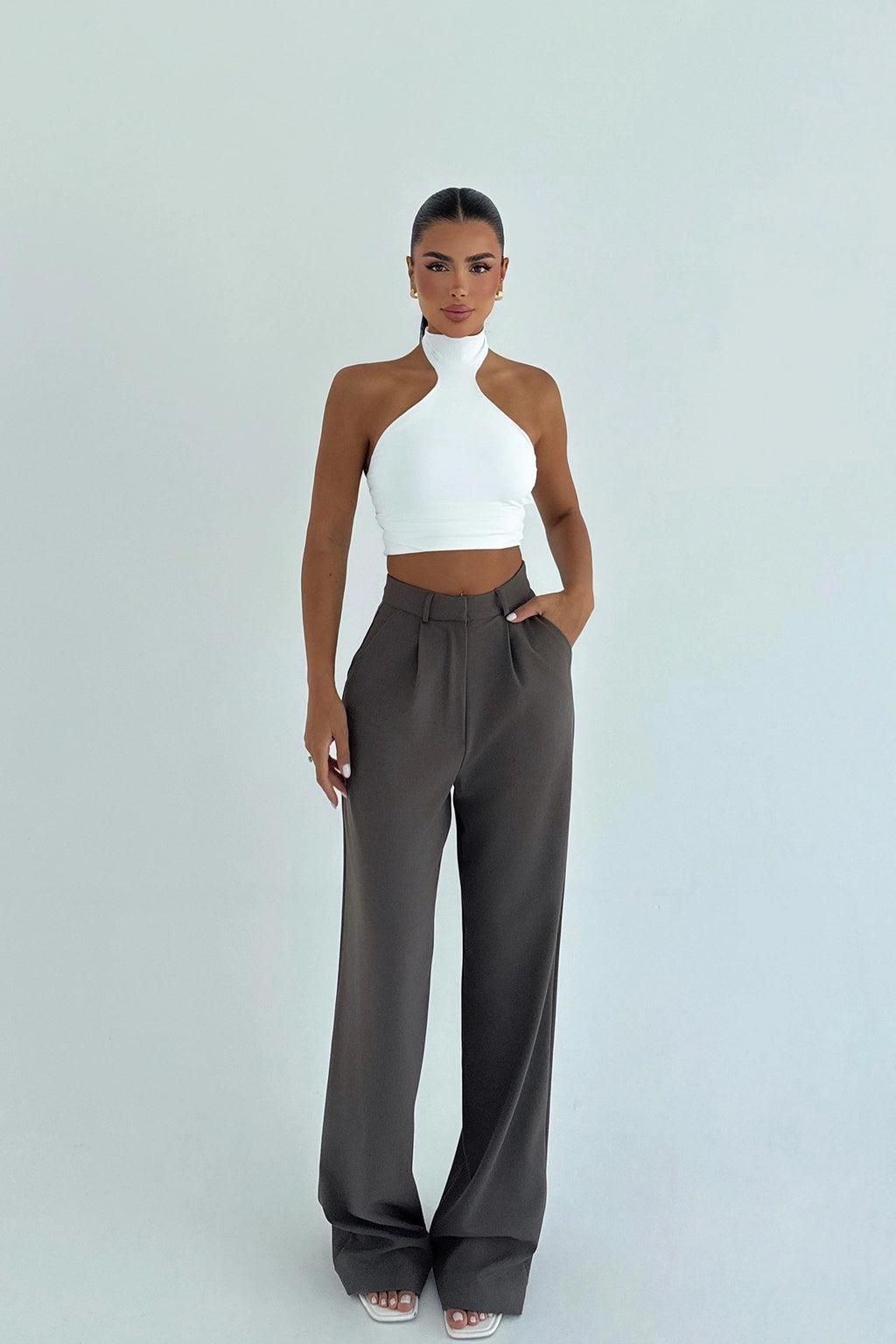 NOEMI - PANTALONES DE PINZA GRISES