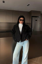 SARAH - CHAQUETA GABARDINA CORTA NEGRA