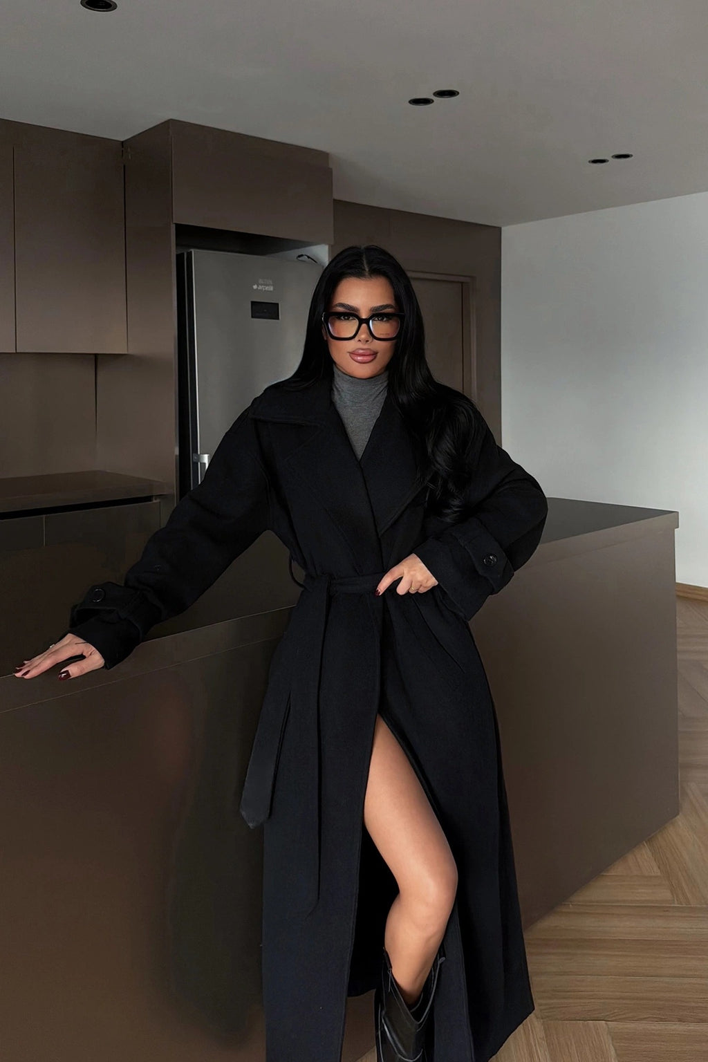 CHLOE - ABRIGO LARGO CON CINTURON NEGRO