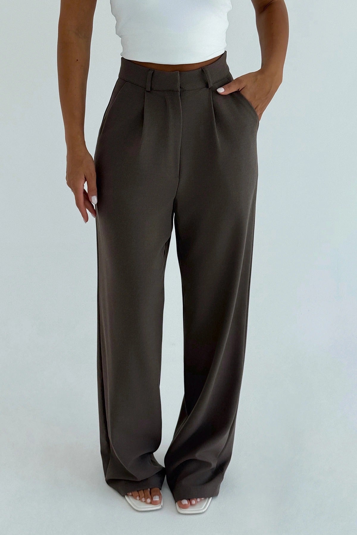 NOEMI - PANTALONES DE PINZA GRISES