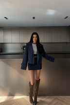 SARAH - CHAQUETA GABARDINA CORTA AZUL MARINO