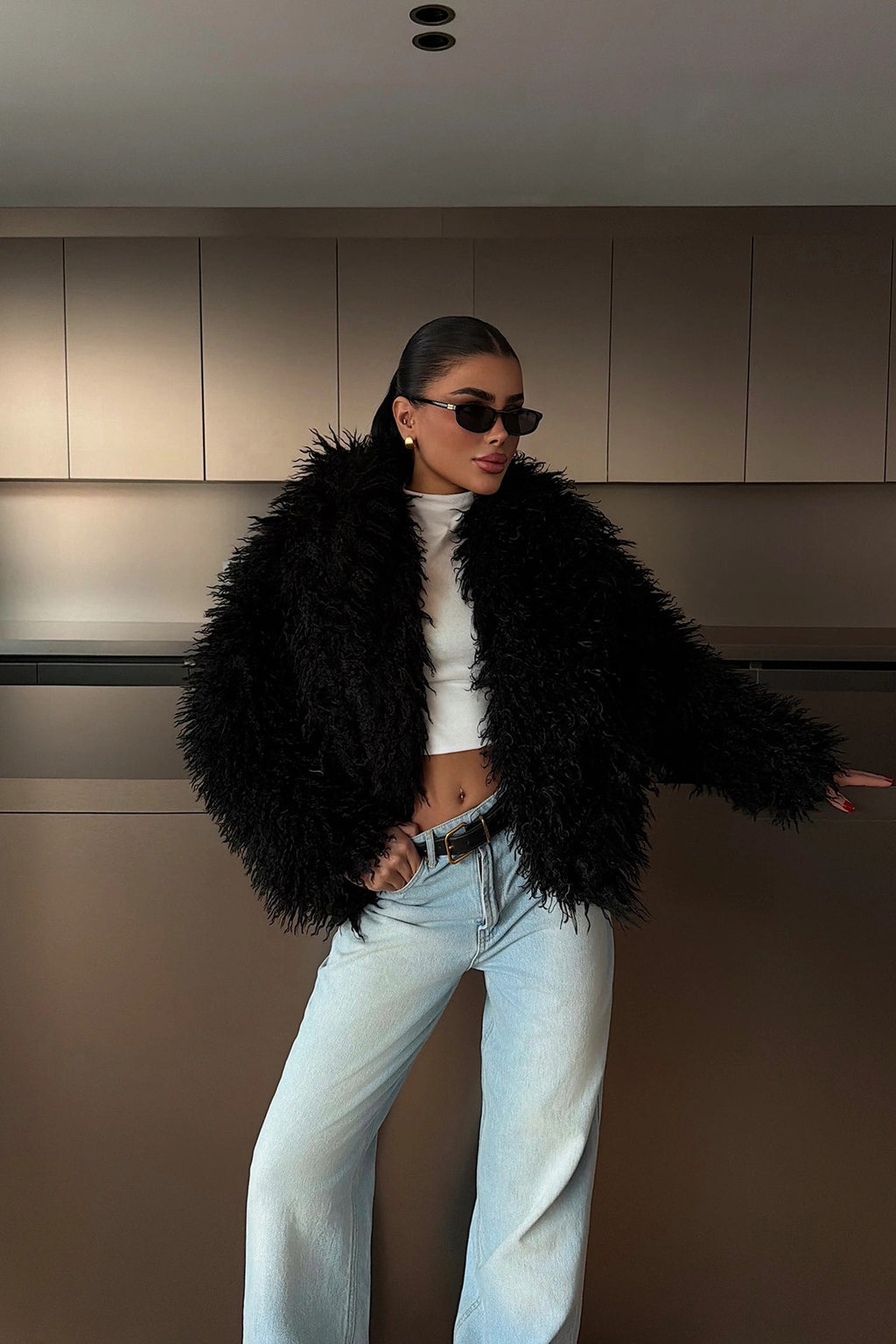 MARIE - ABRIGO DE PELO NEGRO