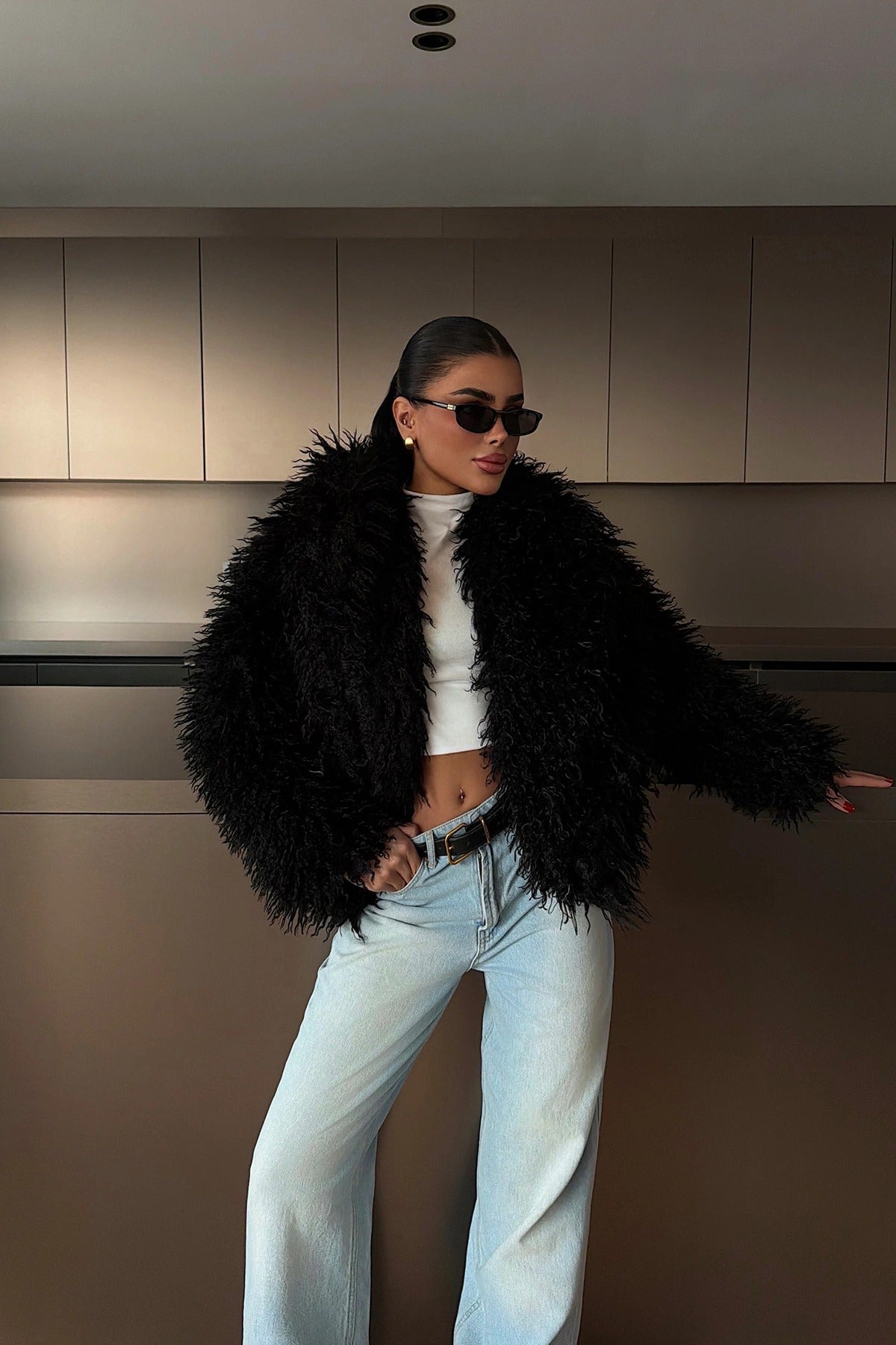 MARIE - ABRIGO DE PELO NEGRO