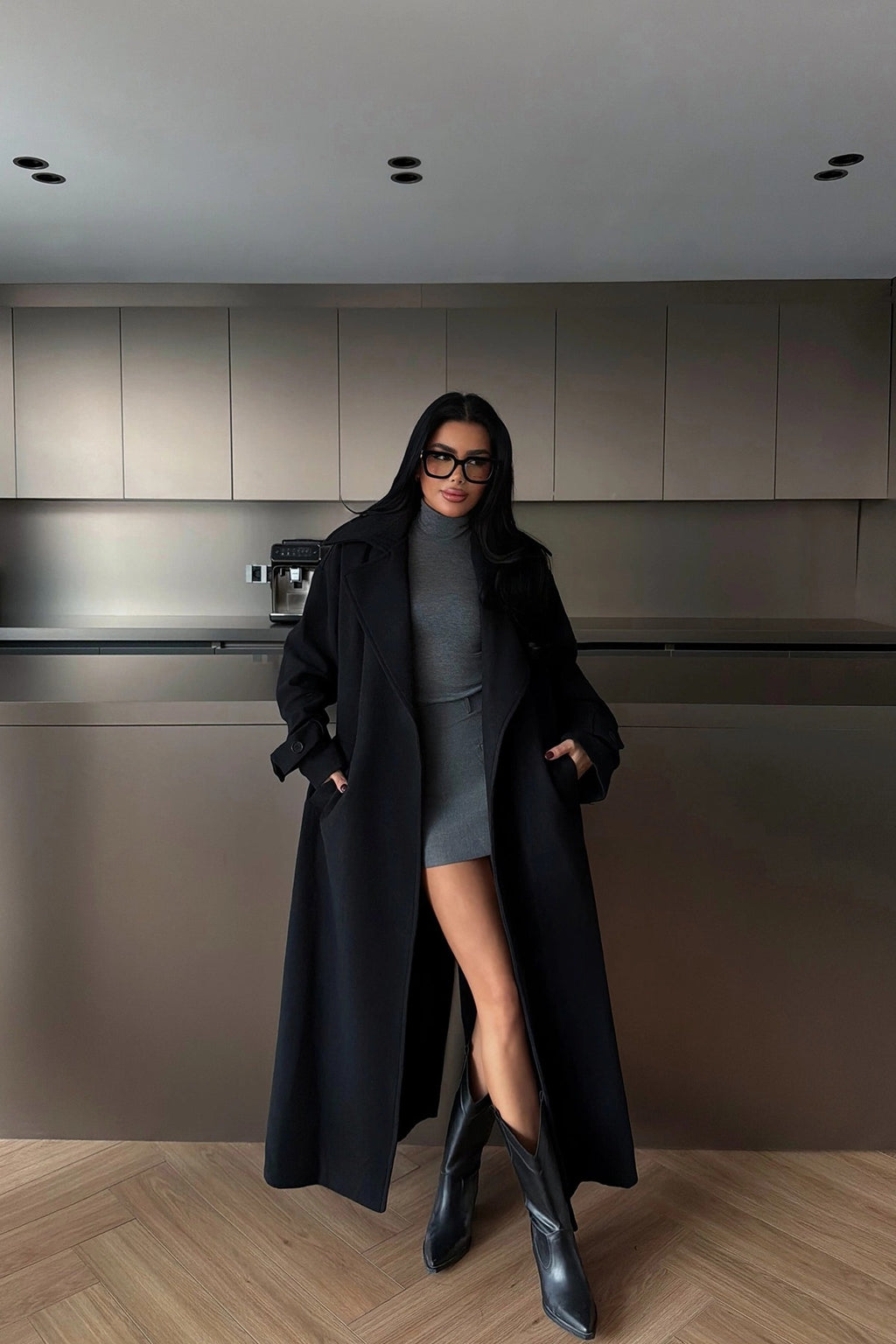 CHLOE - ABRIGO LARGO CON CINTURON NEGRO