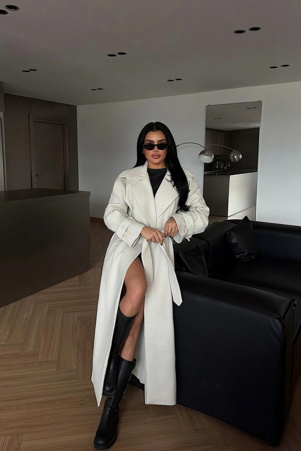 CHLOE - ABRIGO LARGO CON CINTURON BEIGE