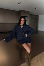 SARAH - CHAQUETA GABARDINA CORTA AZUL MARINO