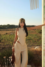 DAYANA - SET TOP ASIMÉTRICO BEIGE