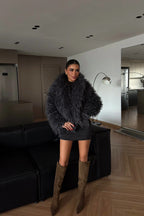 MARIE - ABRIGO DE PELO GRIS OSCURO