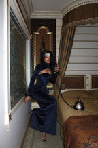 MELANIE - VESTIDO MAXI TERCIOPELO AZUL OSCURO