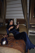 MELANIE - VESTIDO MAXI TERCIOPELO AZUL OSCURO