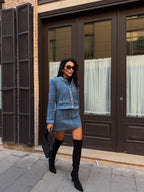 INÉS - SET TEJIDO TWEED AZUL