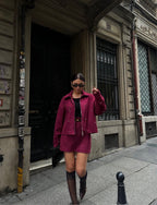 LAURA - SET CHAQUETA Y FALDA BURDEOS