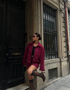 LAURA - SET CHAQUETA Y FALDA BURDEOS