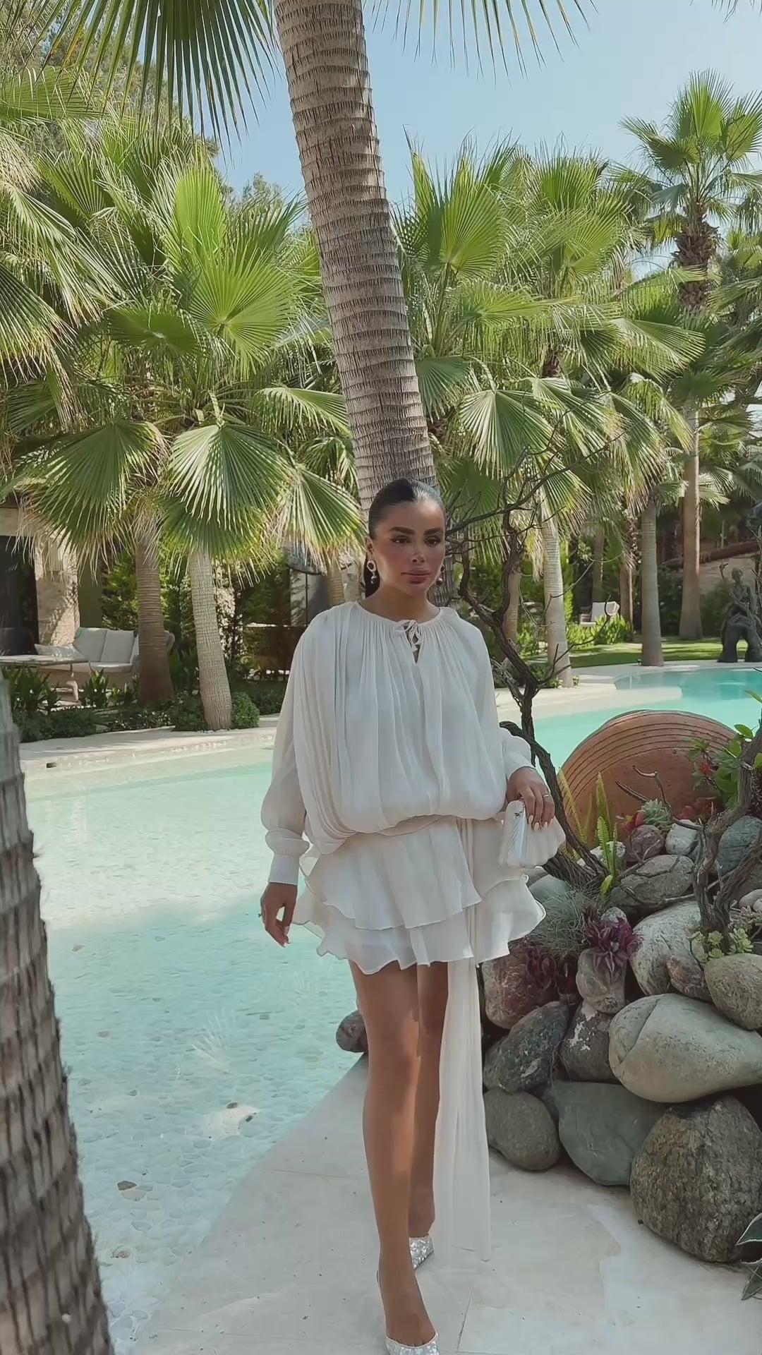 AMINA - VESTIDO MINI SATINADO BLANCO