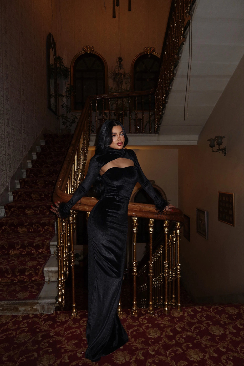 MELANIE - VESTIDO MAXI TERCIOPELO NEGRO