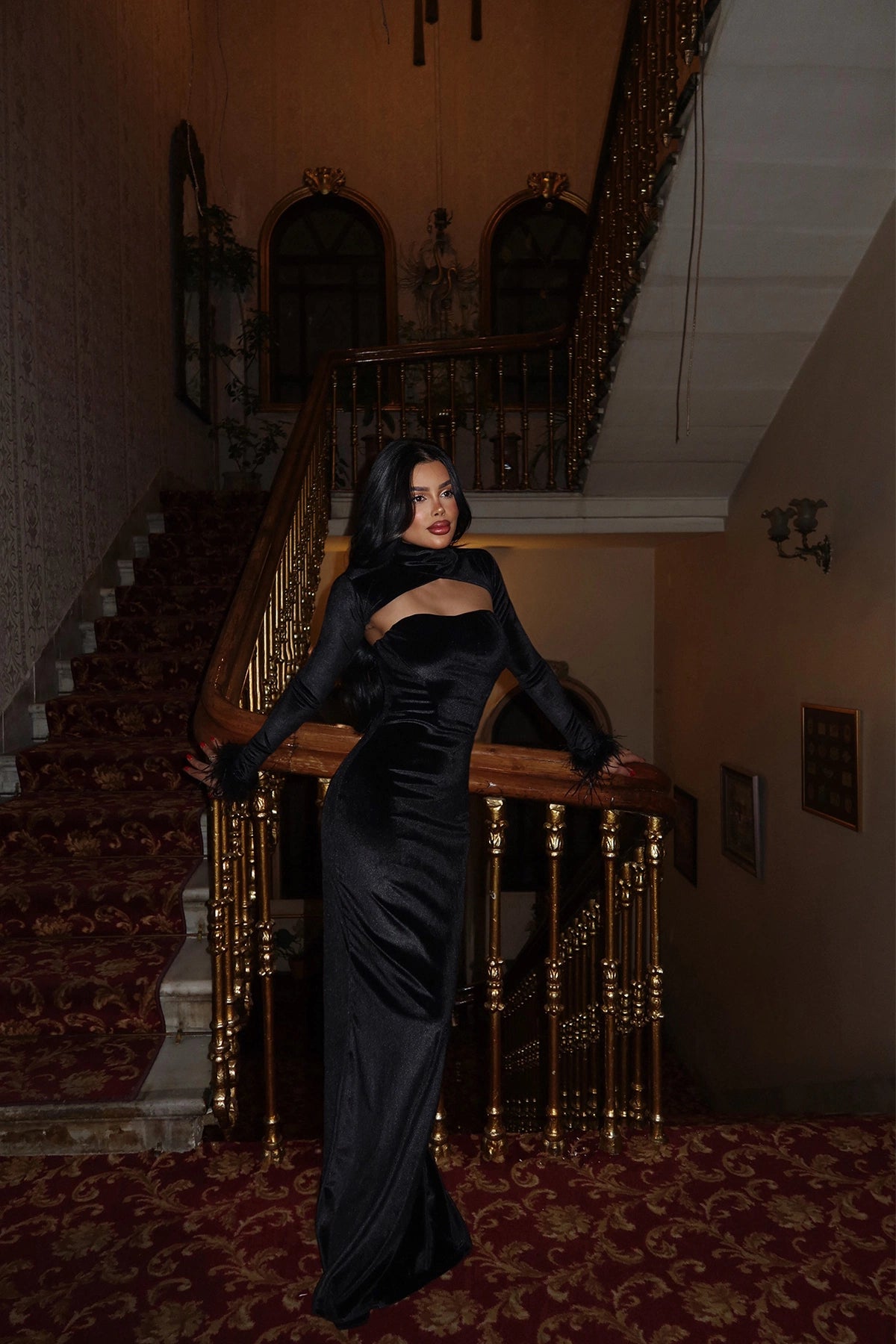 MELANIE - VESTIDO MAXI TERCIOPELO NEGRO