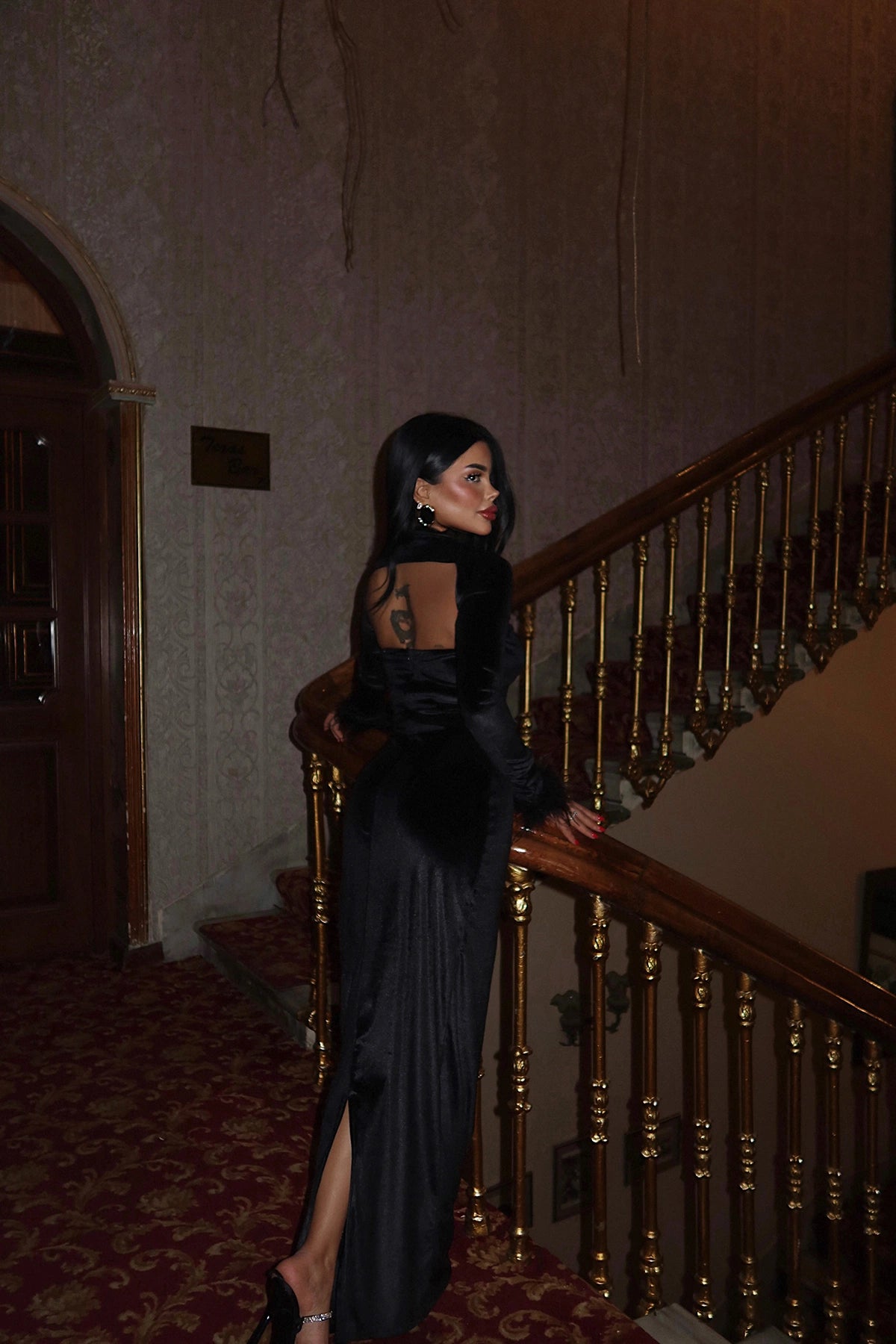 MELANIE - VESTIDO MAXI TERCIOPELO NEGRO